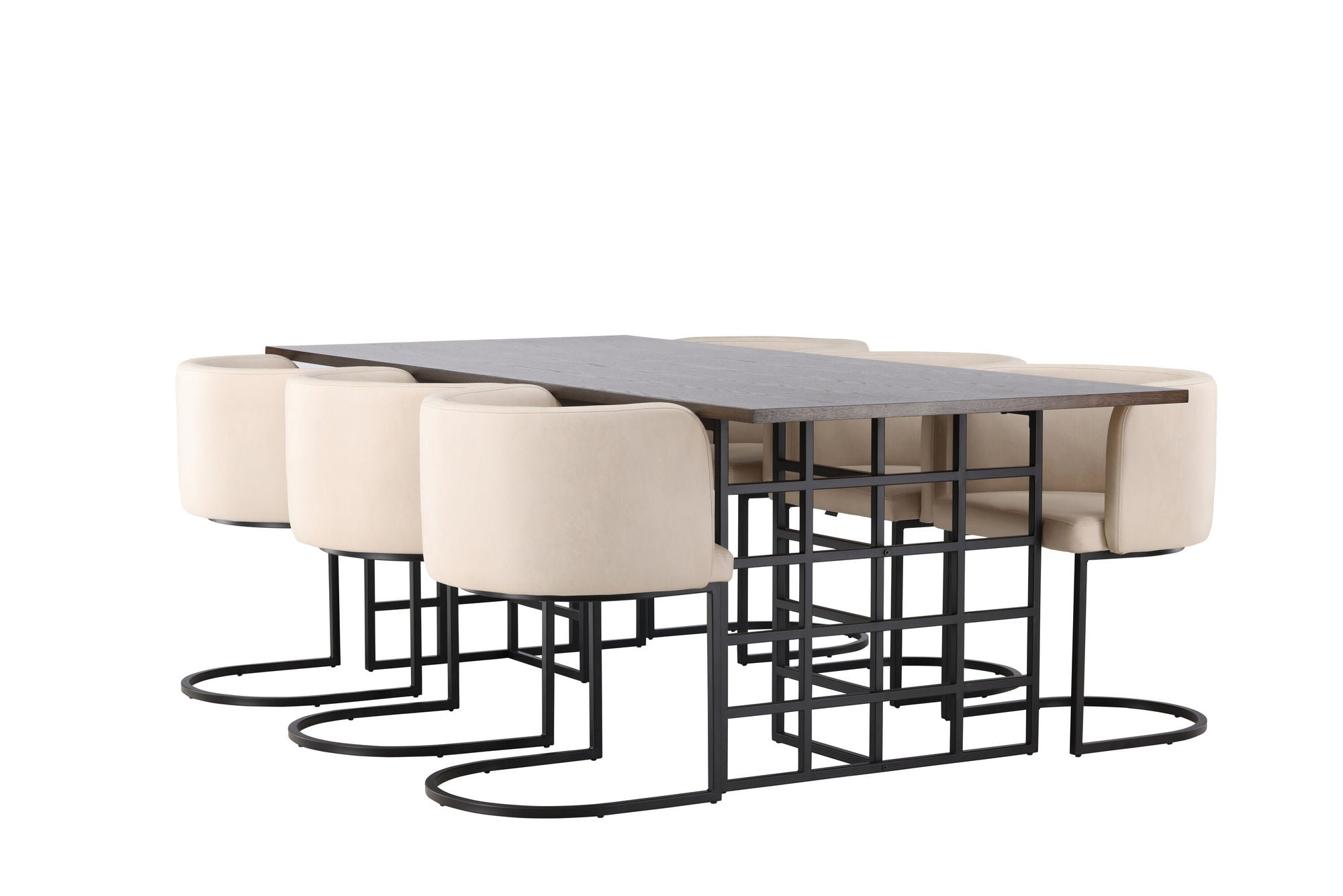 Venture Home Ystad spisebord - Black / Mocca Oak Veneer +Simrishman Spisebordsstol - Black / Beige TC-fabric _6