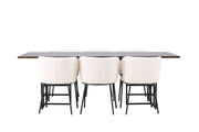 Venture Home Ystad spisebord - Black / Mocca Oak Veneer +Edina Spisebordsstol - Black / White Boucle _6