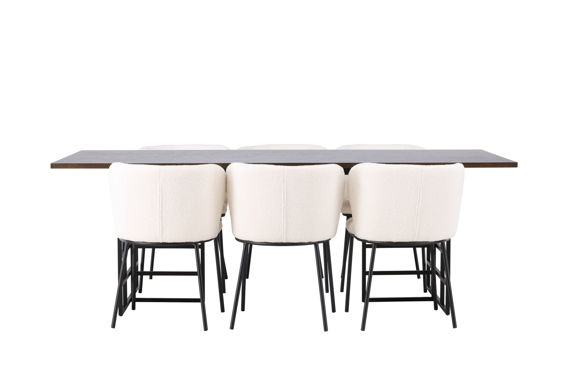 Venture Home Ystad spisebord - Black / Mocca Oak Veneer +Edina Spisebordsstol - Black / White Boucle _6