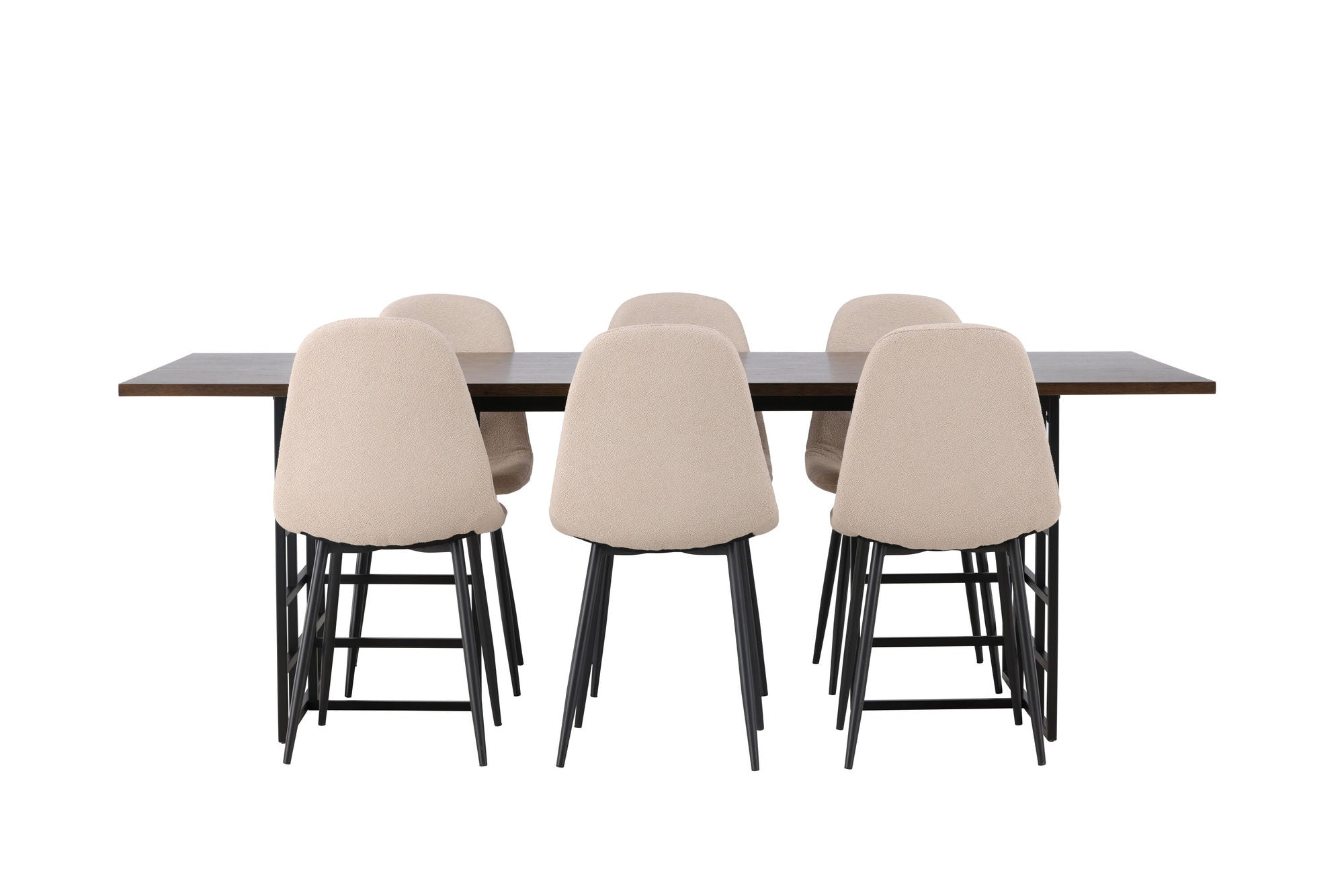 Venture Home Ystad spisebord - Black / Mocca Oak Veneer +Polar Spisebordsstol - Black / Beige Boucle _6