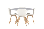 Venture Home Piazza spisebord - Natural / Dark Grey Spraystone +Lilja Spisebordsstol - Oaklook / Beige Fabric _4
