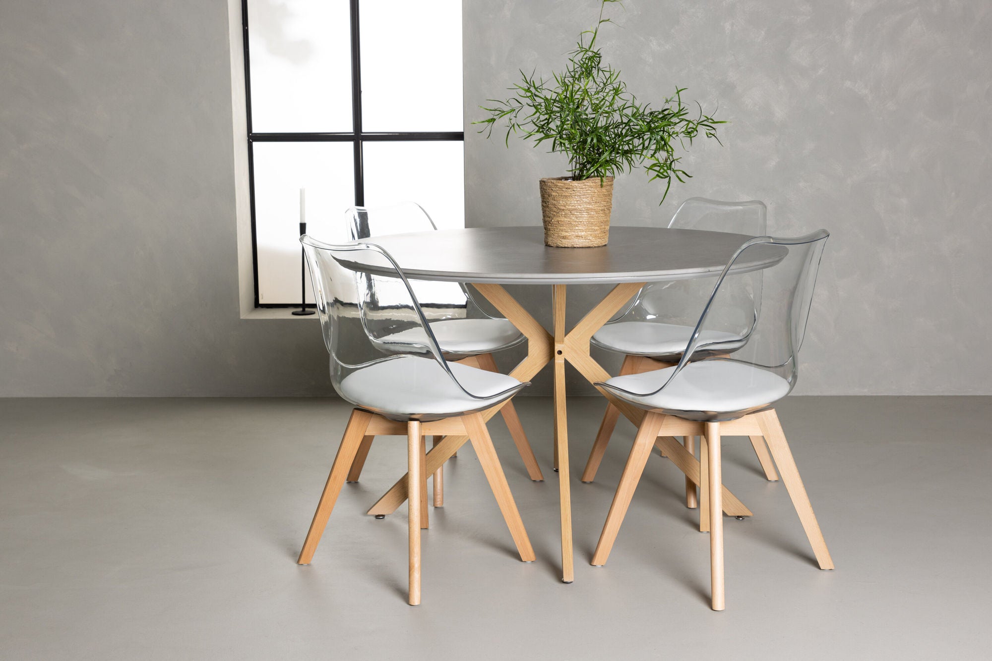 Venture Home Piazza spisebord - Natural / Dark Grey Spraystone +Edvin Spisebordsstol - Nature / PET (seat cushion white) PET surface,seat with usual sponge _4