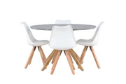 Venture Home Piazza spisebord - Natural / Dark Grey Spraystone +Zeno Spisebordsstol - Nature woodlook / White PP _4