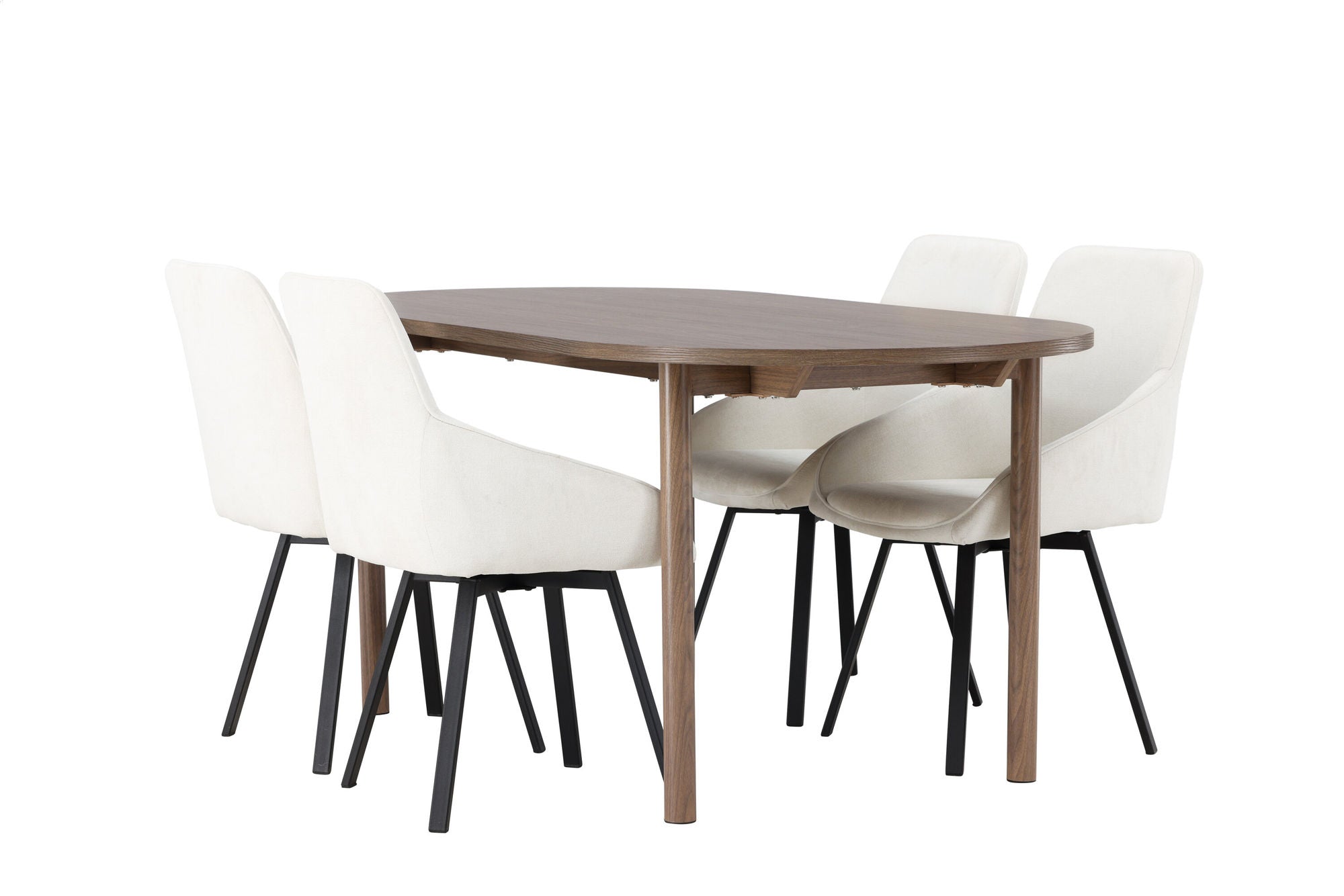 Venture Home Andy spisebord 180*75 - Natural / Natural MDF +Rosie Spisebordsstol - Black / Beige Fabric _4