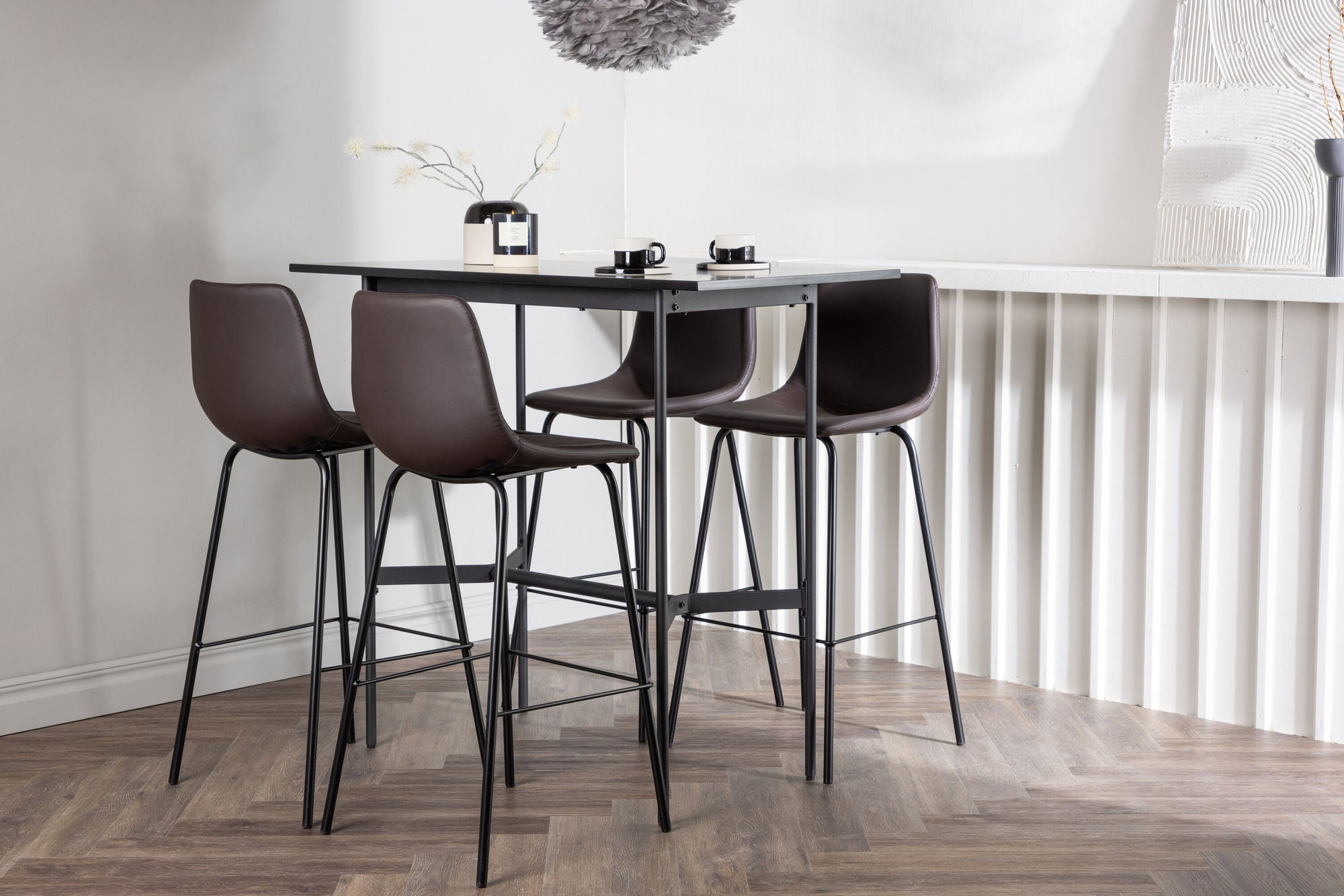 Venture Home Rax Bar bord 120*60 - Black / Black MDF +Alexi Bar stol - Matte black / Dark brown PU _4