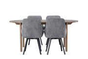 Venture Home Andy spisebord 180*75 - Natural / Natural MDF +Rosie Spisebordsstol - Black / Dark grey Fabric _4