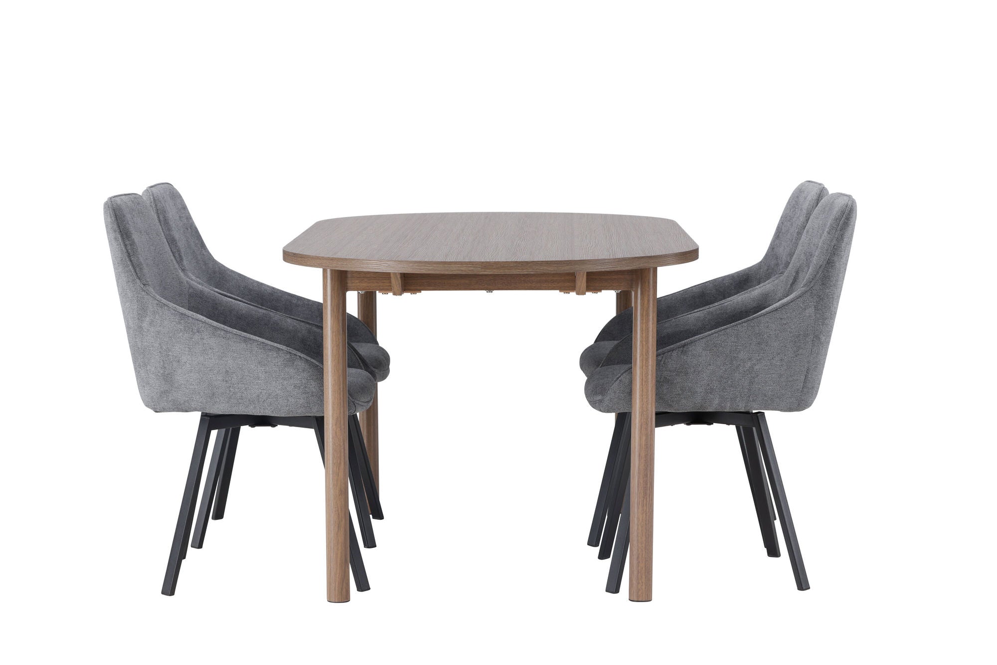 Venture Home Andy spisebord 180*75 - Natural / Natural MDF +Rosie Spisebordsstol - Black / Dark grey Fabric _4