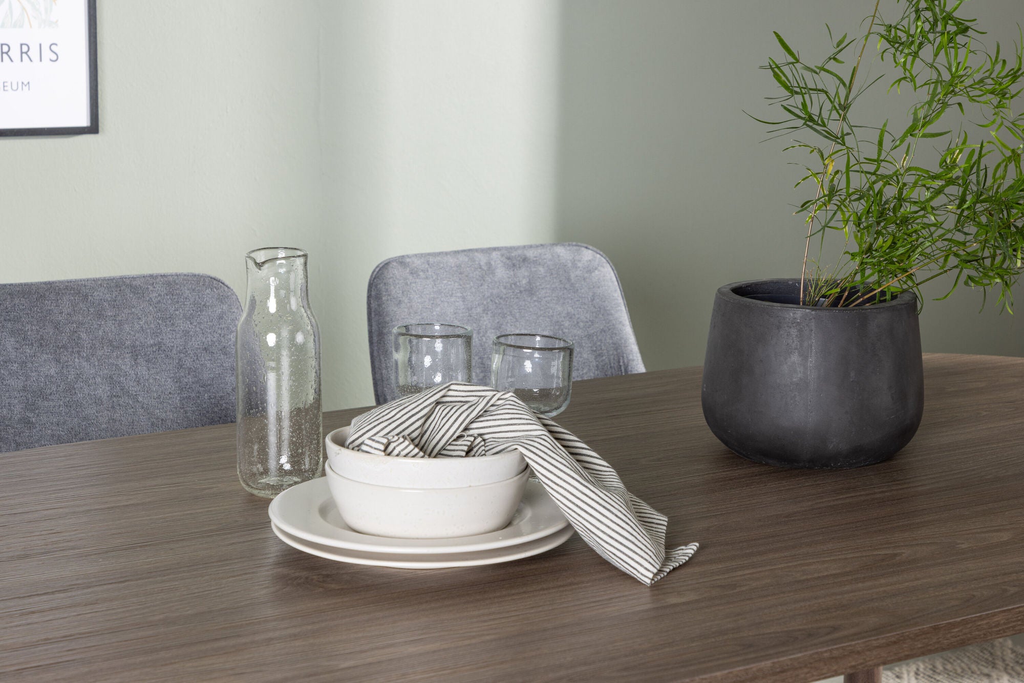 Venture Home Andy spisebord 180*75 - Natural / Natural MDF +Rosie Spisebordsstol - Black / Dark grey Fabric _4