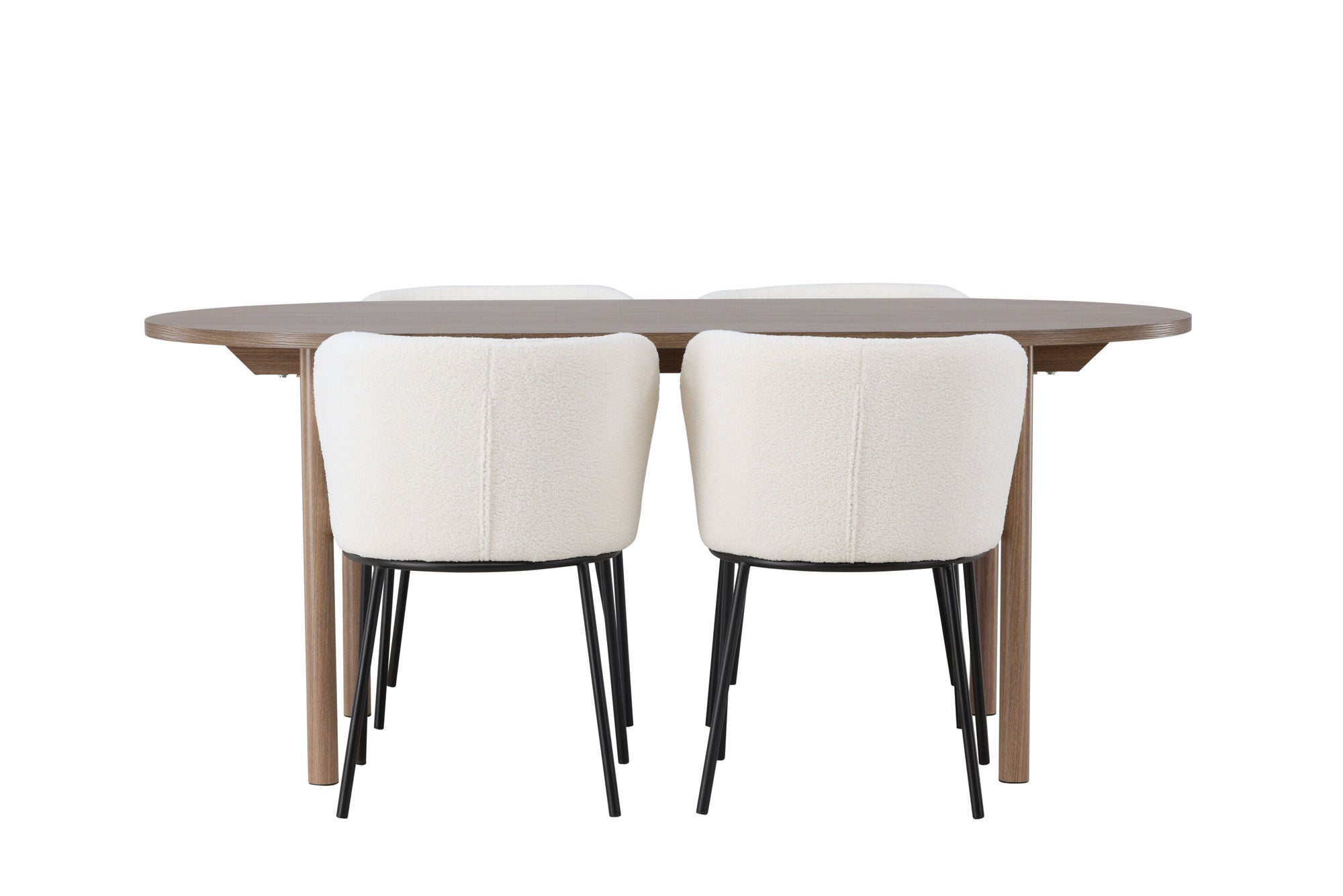 Venture Home Andy spisebord 180*75 - Natural / Natural MDF +Edina Spisebordsstol - Black / White Boucle _4