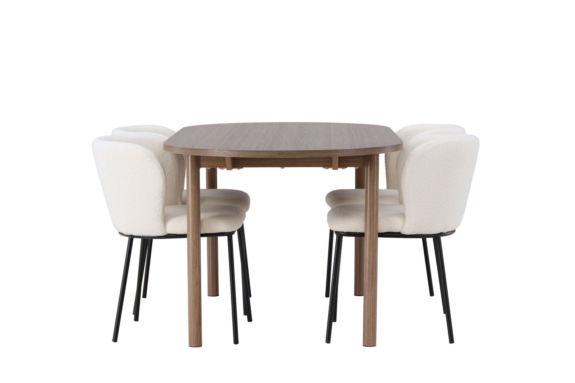 Venture Home Andy spisebord 180*75 - Natural / Natural MDF +Edina Spisebordsstol - Black / White Boucle _4