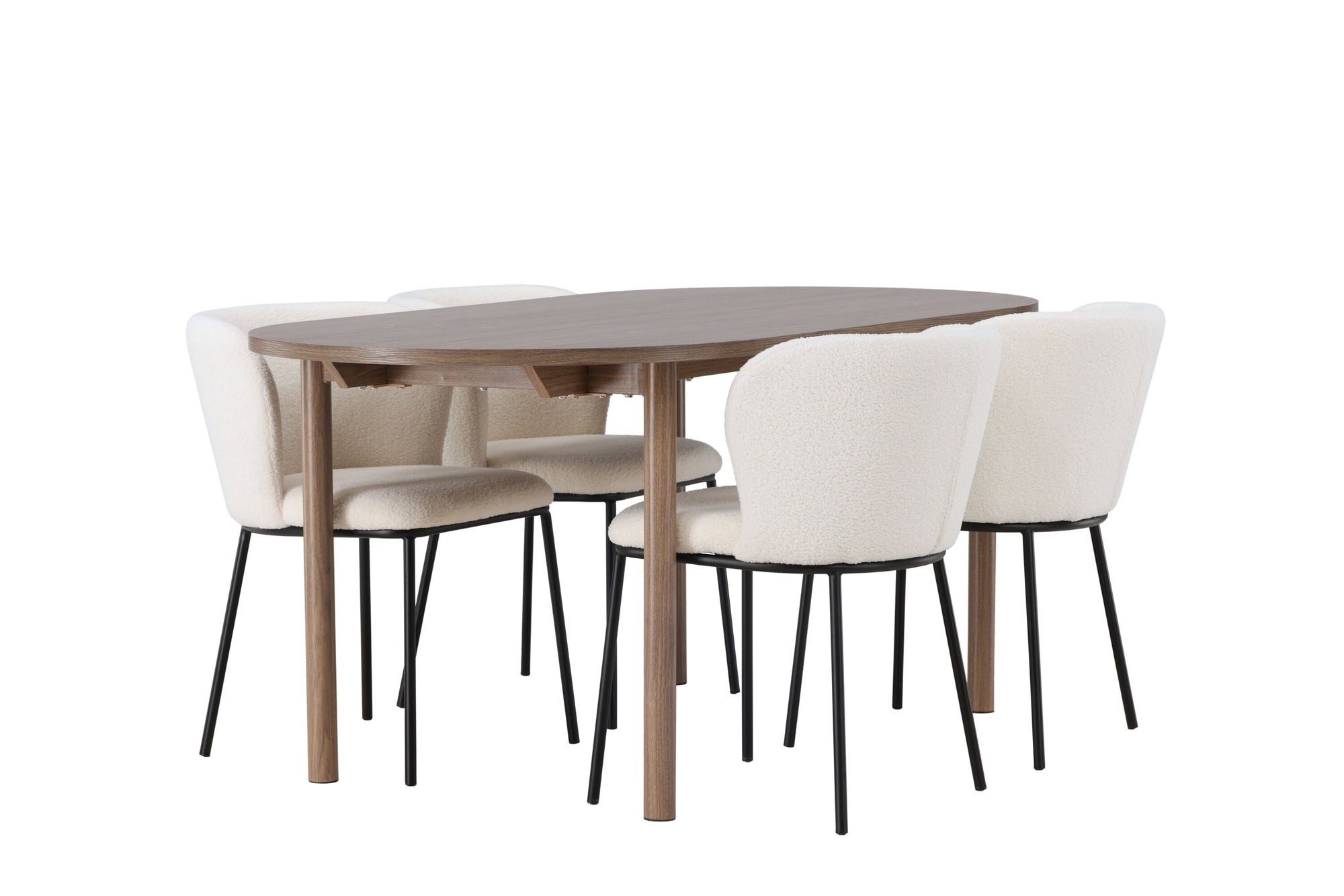 Venture Home Andy spisebord 180*75 - Natural / Natural MDF +Edina Spisebordsstol - Black / White Boucle _4