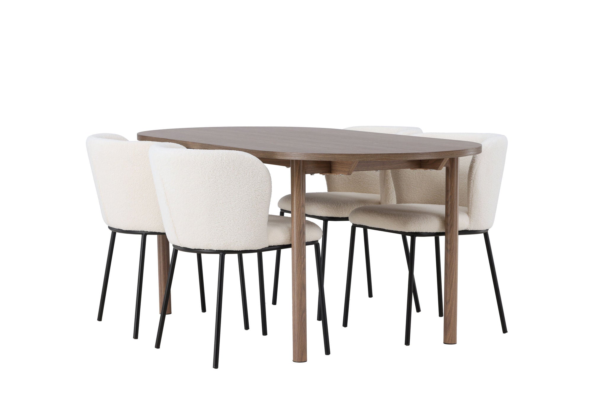Venture Home Andy spisebord 180*75 - Natural / Natural MDF +Edina Spisebordsstol - Black / White Boucle _4