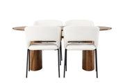 Venture Home Isolde spisebord 140*75 - Nature / Nature MDF +Day Spisebordsstol - Matte black / White Linen _4