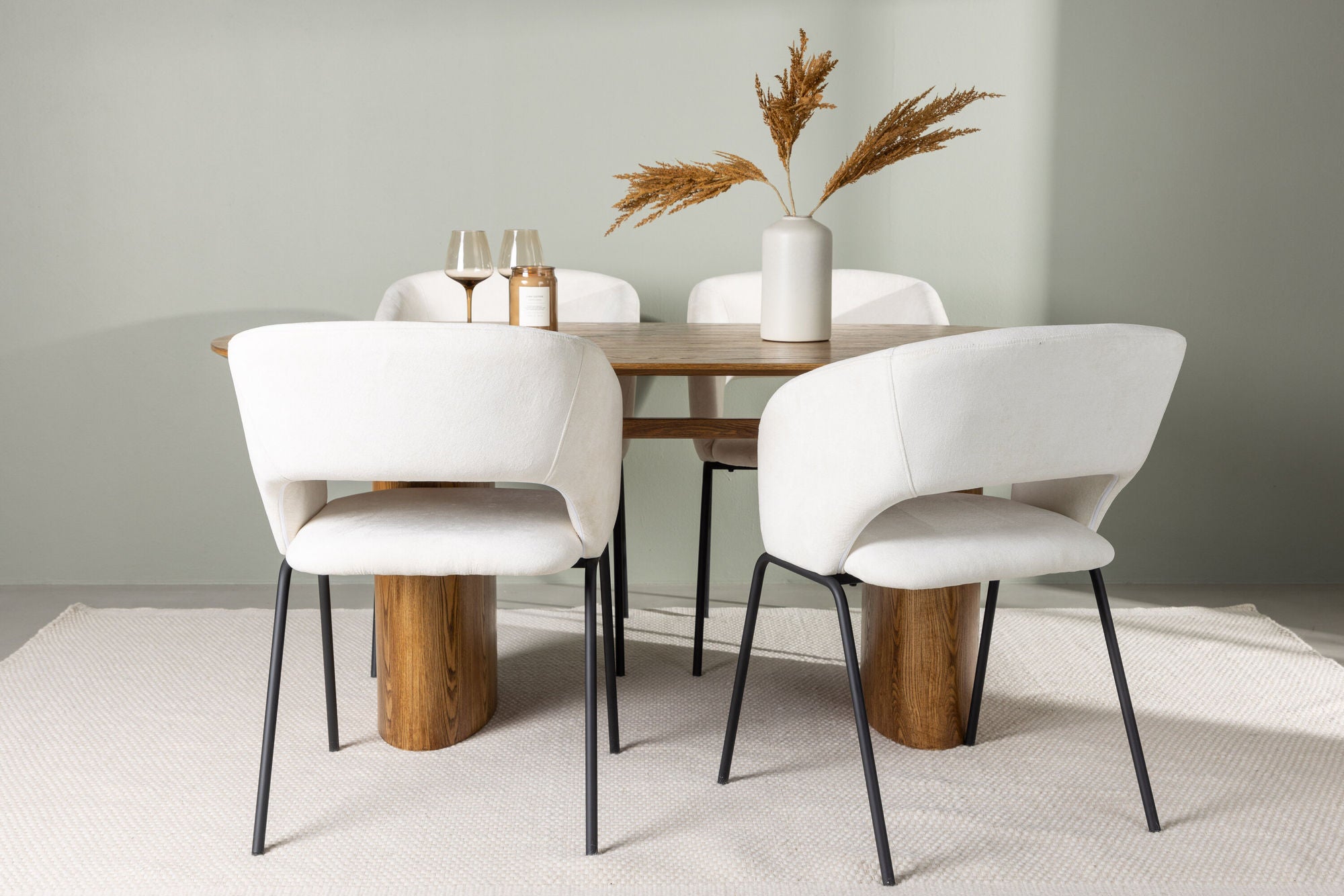 Venture Home Isolde spisebord 140*75 - Nature / Nature MDF +Day Spisebordsstol - Matte black / White Linen _4