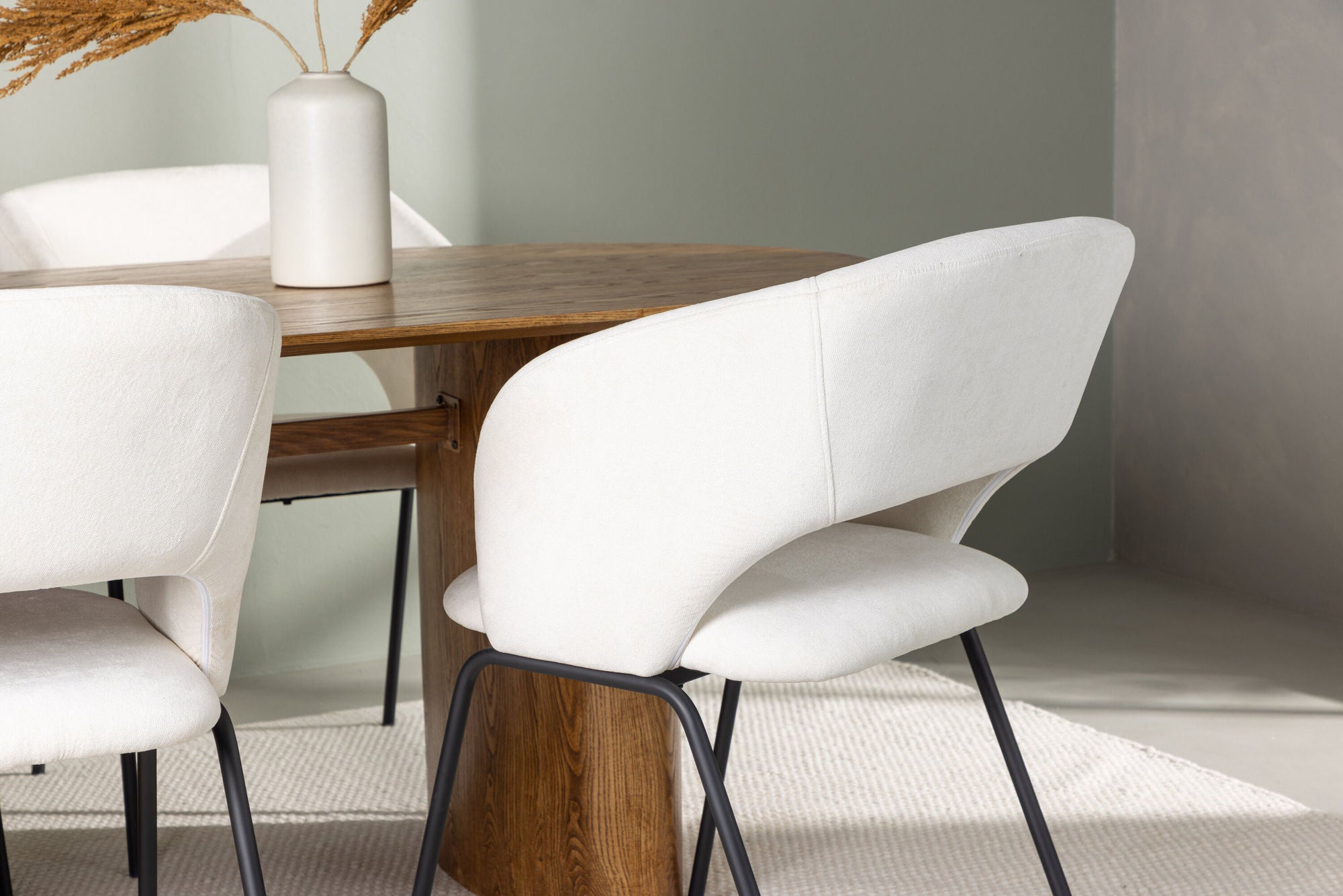 Venture Home Isolde spisebord 140*75 - Nature / Nature MDF +Day Spisebordsstol - Matte black / White Linen _4