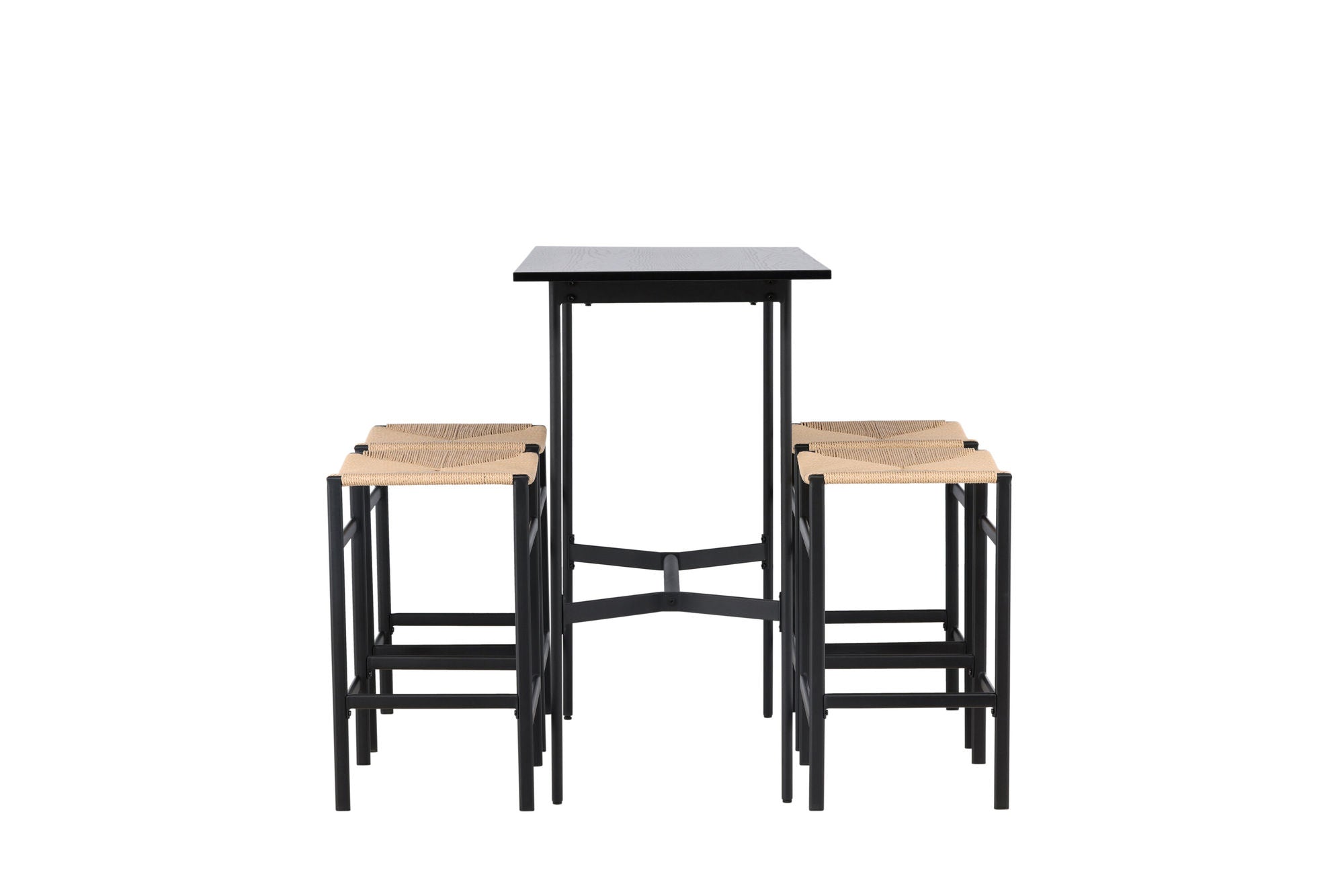 Venture Home Rax Bar bord 120*60 - Black / Black MDF +Polly Bar stol - Black / Nature Rubberwood , Seat Rope _4