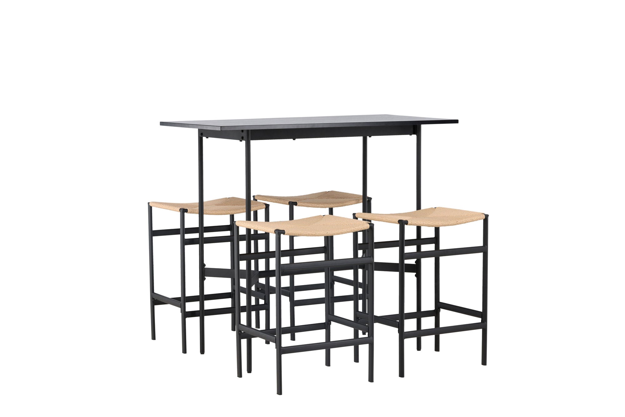 Venture Home Rax Bar bord 120*60 - Black / Black MDF +Polly Bar stol - Black / Nature Rubberwood , Seat Rope _4