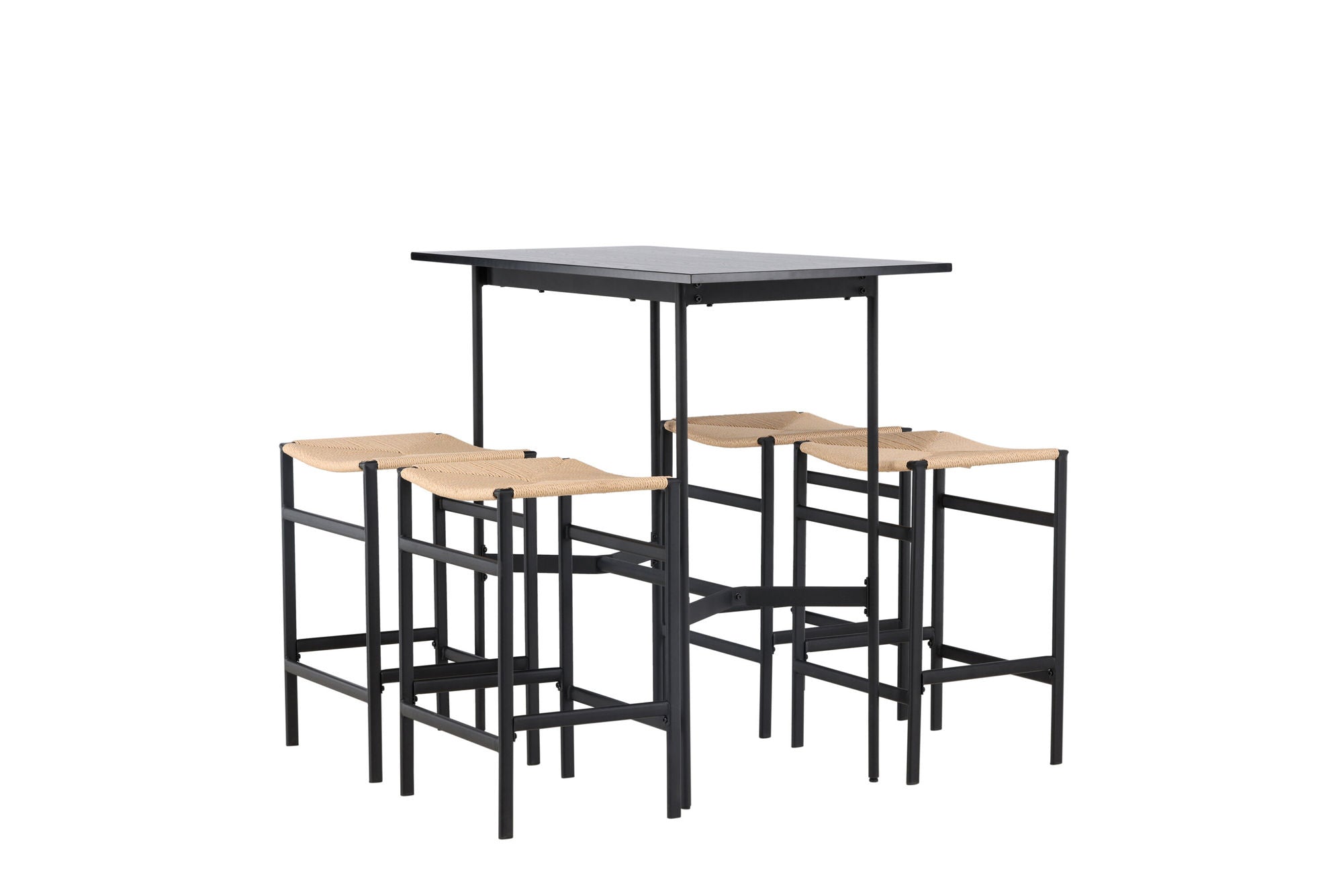 Venture Home Rax Bar bord 120*60 - Black / Black MDF +Polly Bar stol - Black / Nature Rubberwood , Seat Rope _4