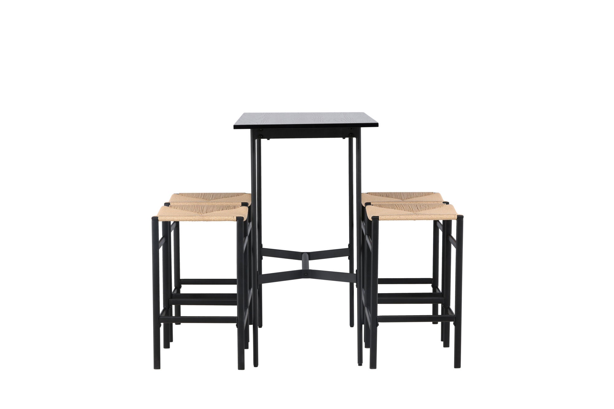 Venture Home Rax Bar bord 120*60 - Black / Black MDF +Polly Bar stol - Black / Nature Rubberwood , Seat Rope _4