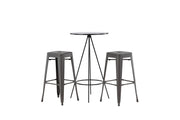 Venture Home Bistro Bar bord φ60 - Black / MDF with veneer +Tempe Bar stol - Dark Grey / Metal _2