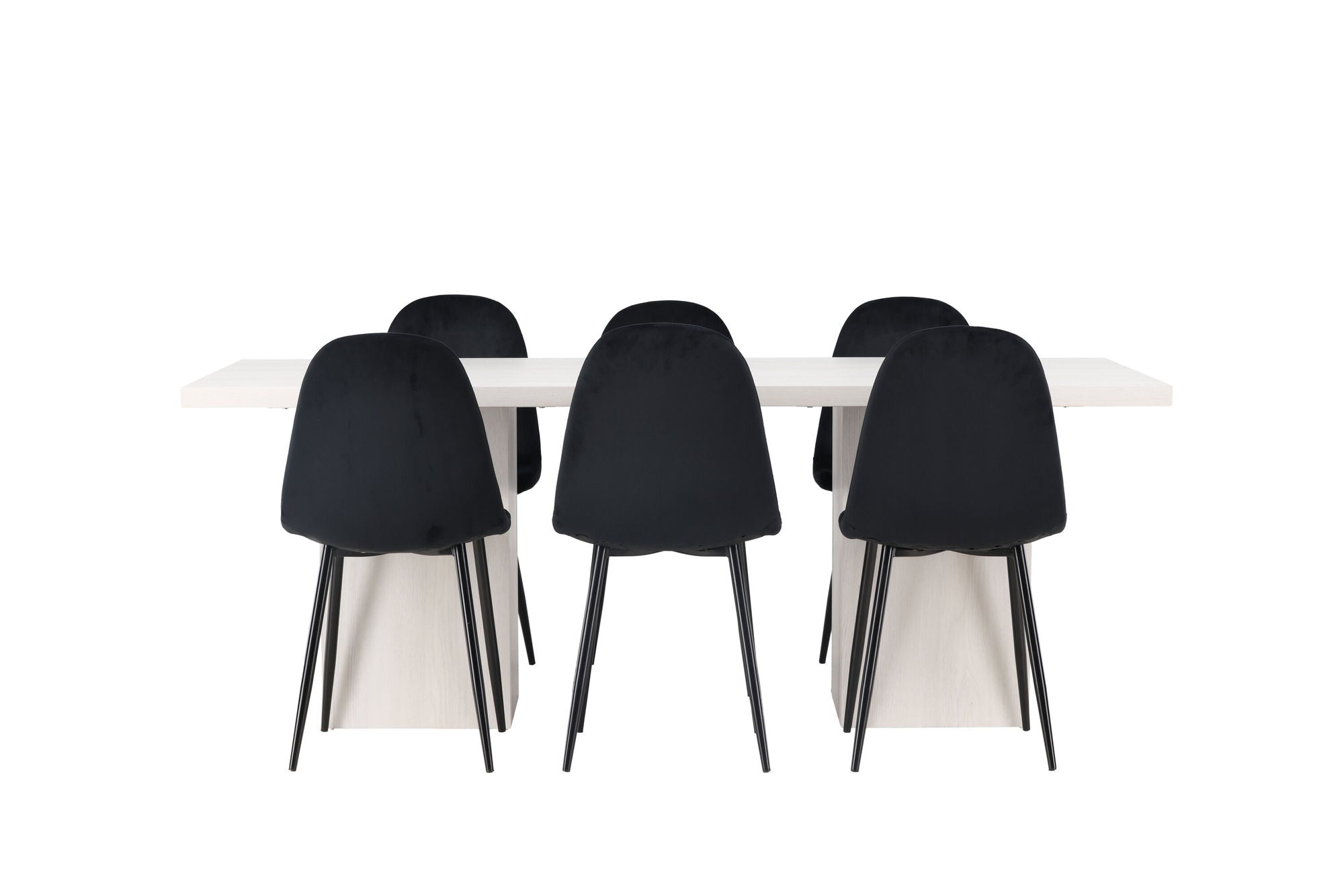 Venture Home Olga spisebord 200*75 - White Wash +Polar Spisebordsstol - Black legs / Black Velvet _6