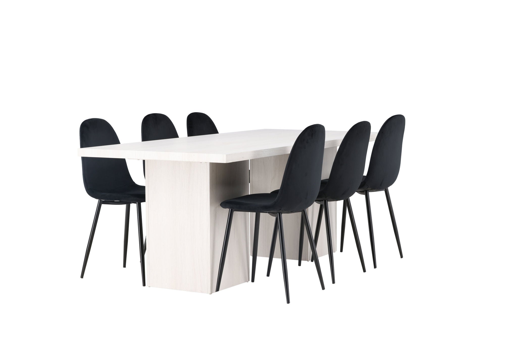 Venture Home Olga spisebord 200*75 - White Wash +Polar Spisebordsstol - Black legs / Black Velvet _6