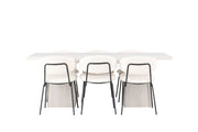 Venture Home Olga spisebord 200*75 - White Wash +Chico Spisebordsstol - Black / White Boucle _6