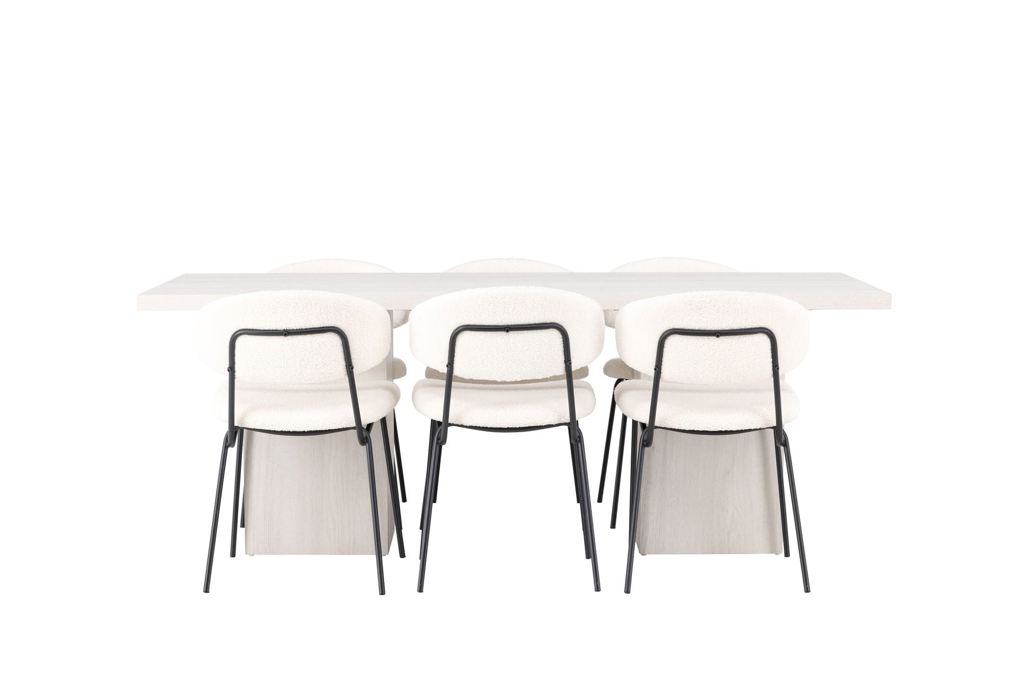 Venture Home Olga spisebord 200*75 - White Wash +Chico Spisebordsstol - Black / White Boucle _6