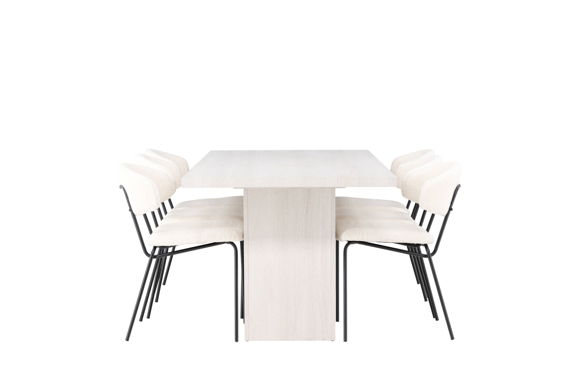 Venture Home Olga spisebord 200*75 - White Wash +Chico Spisebordsstol - Black / White Boucle _6