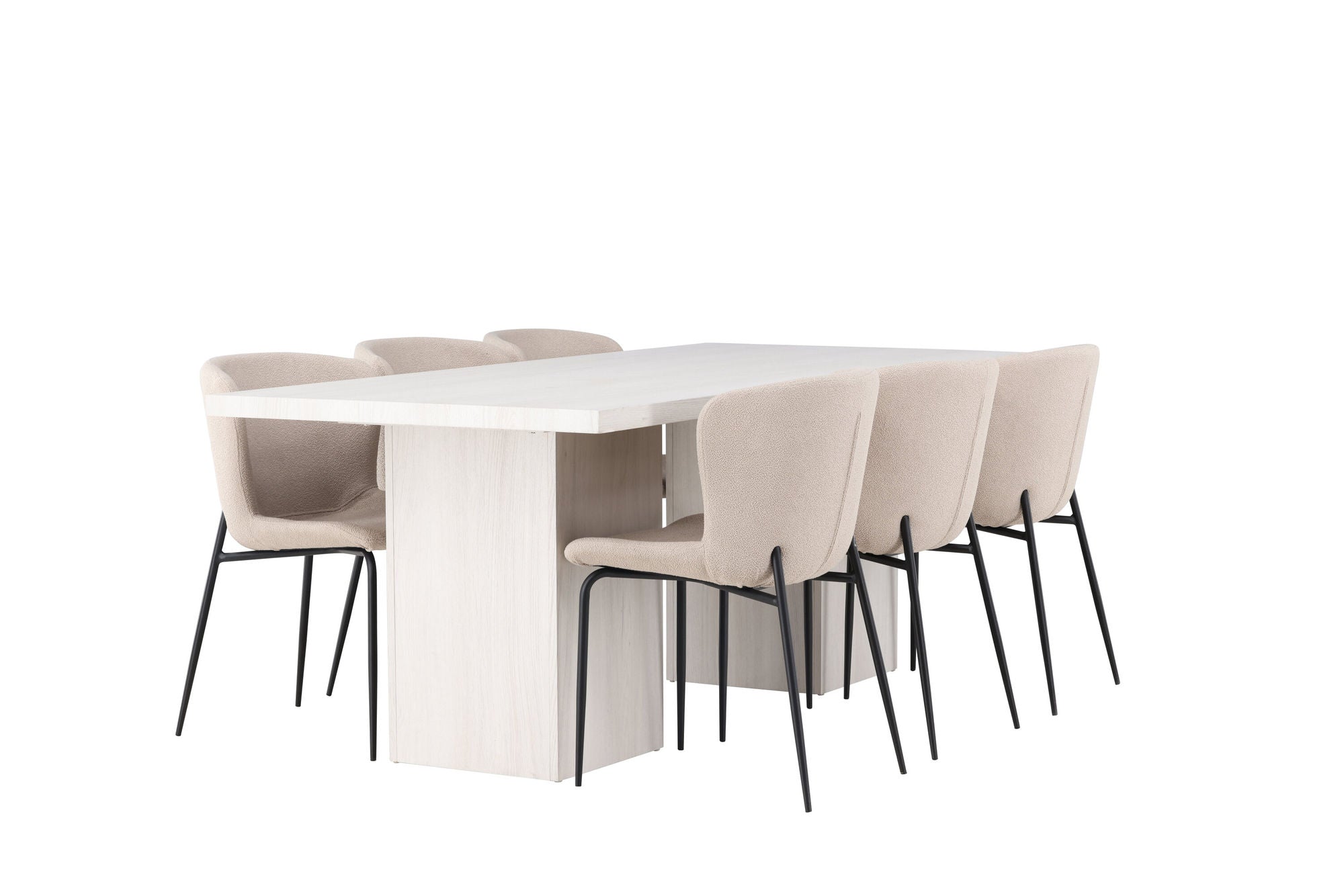Venture Home Olga spisebord 200*75 - White Wash +Modesto Spisebordsstol - Beige / Beige Boucle _6