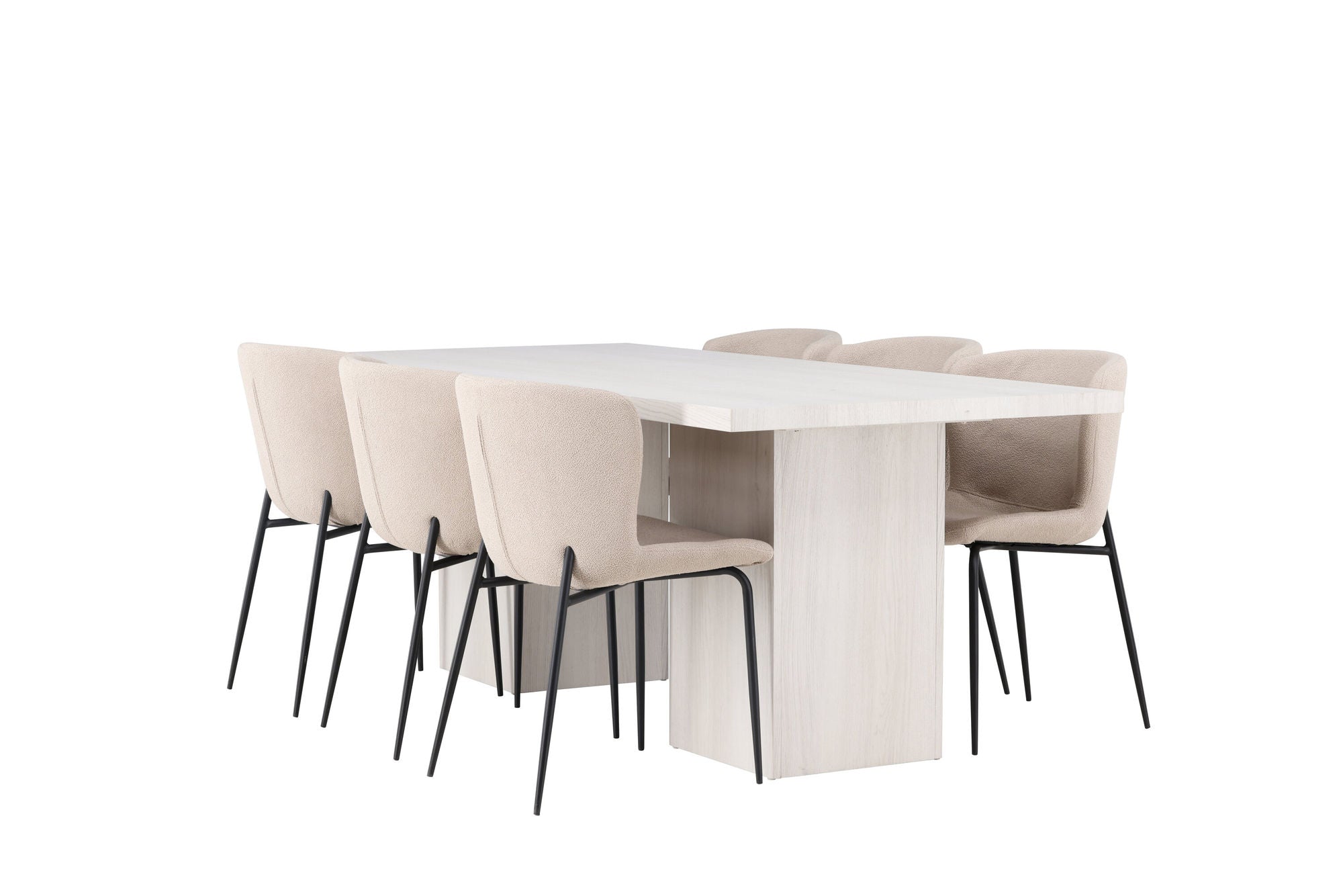 Venture Home Olga spisebord 200*75 - White Wash +Modesto Spisebordsstol - Beige / Beige Boucle _6