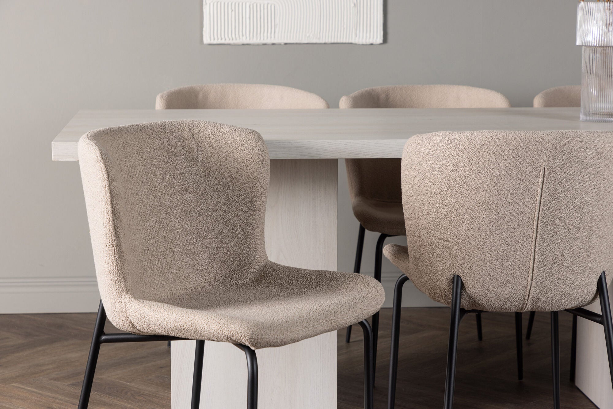 Venture Home Olga spisebord 200*75 - White Wash +Modesto Spisebordsstol - Beige / Beige Boucle _6