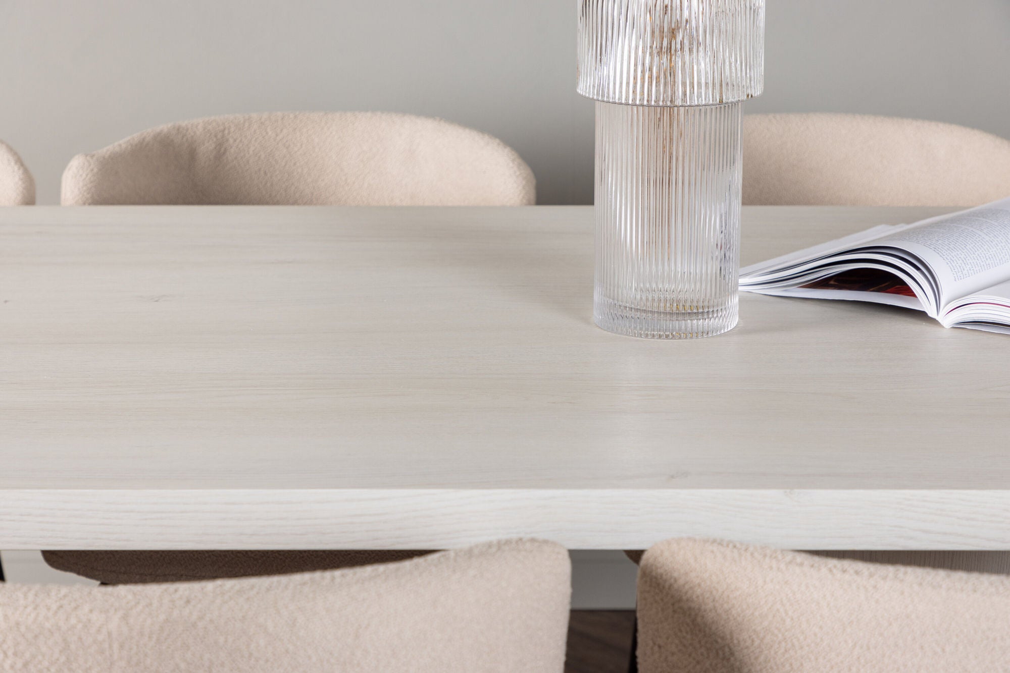 Venture Home Olga spisebord 200*75 - White Wash +Modesto Spisebordsstol - Beige / Beige Boucle _6