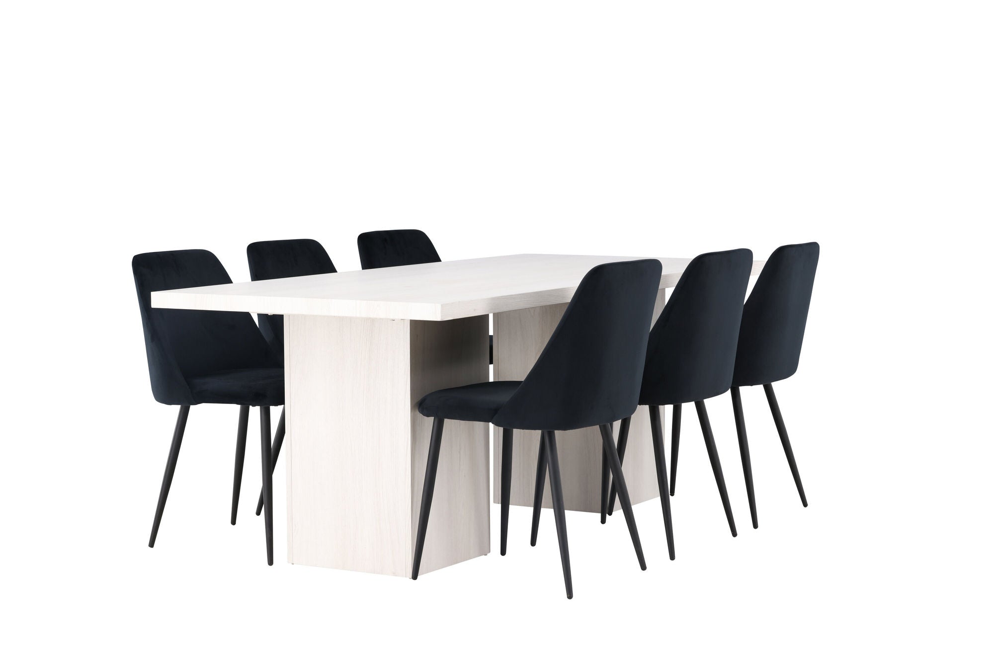 Venture Home Olga spisebord 200*75 - White Wash +Night Spisebordsstol - Black / Black Velvet _6