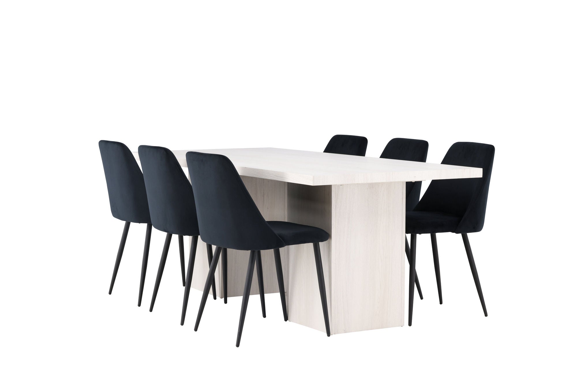 Venture Home Olga spisebord 200*75 - White Wash +Night Spisebordsstol - Black / Black Velvet _6