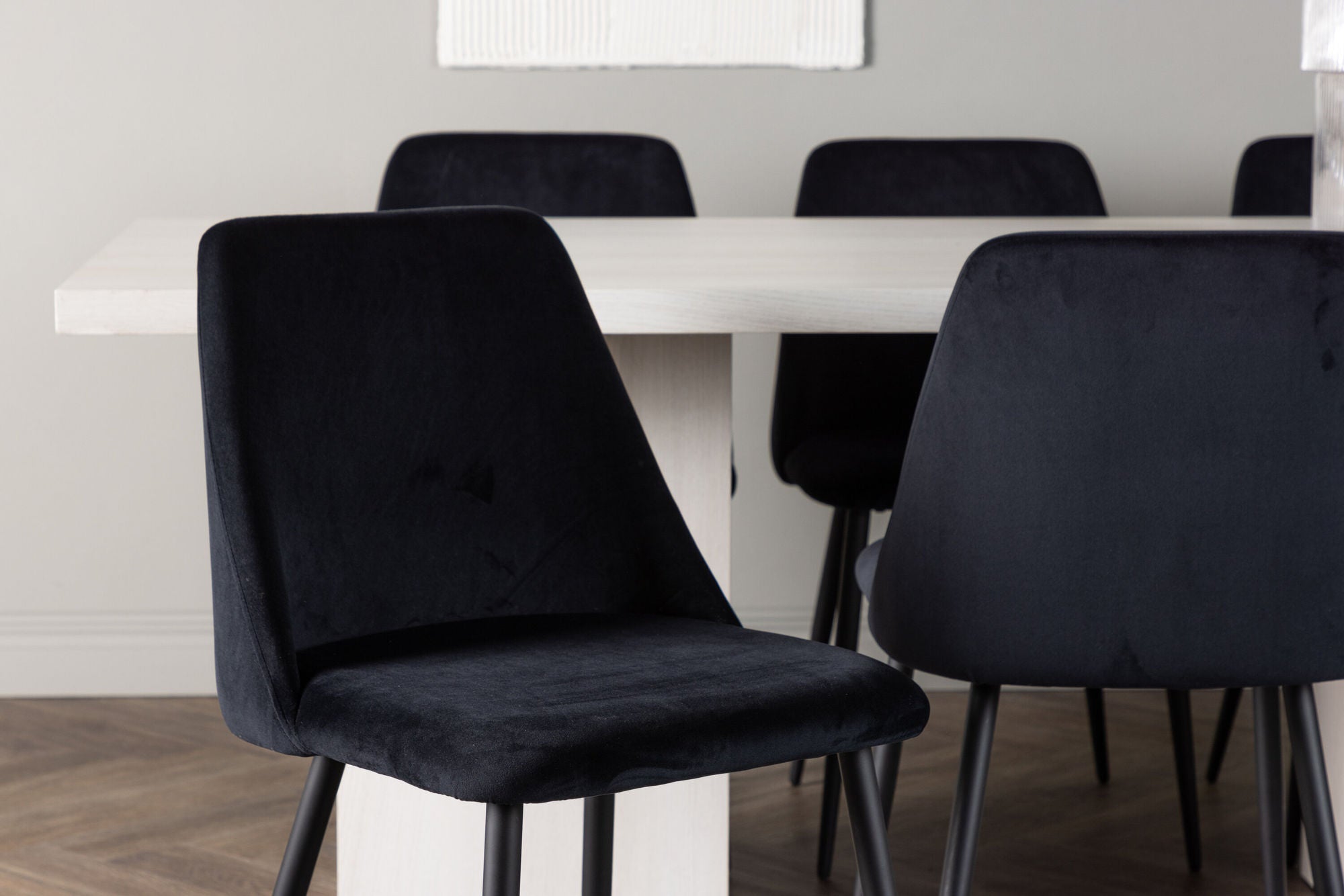 Venture Home Olga spisebord 200*75 - White Wash +Night Spisebordsstol - Black / Black Velvet _6