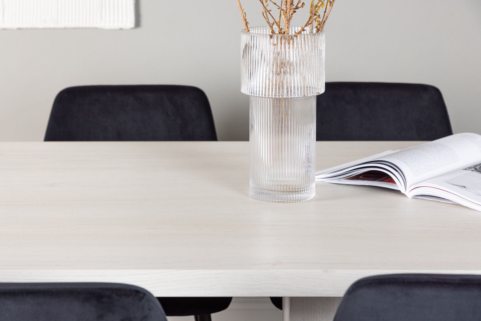 Venture Home Olga spisebord 200*75 - White Wash +Night Spisebordsstol - Black / Black Velvet _6