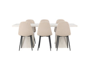 Venture Home Olga spisebord 200*75 - White Wash +Polar Spisebordsstol - Black / Beige Boucle _6