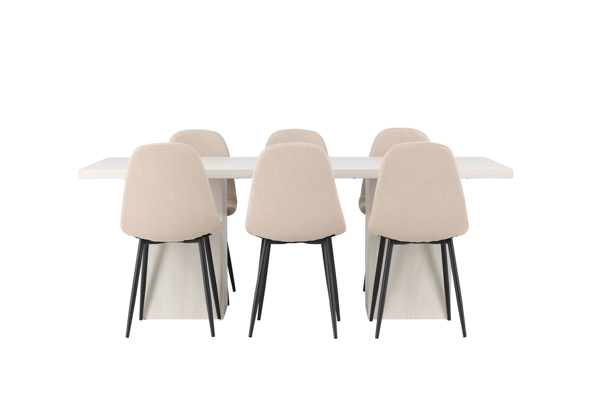 Venture Home Olga spisebord 200*75 - White Wash +Polar Spisebordsstol - Black / Beige Boucle _6
