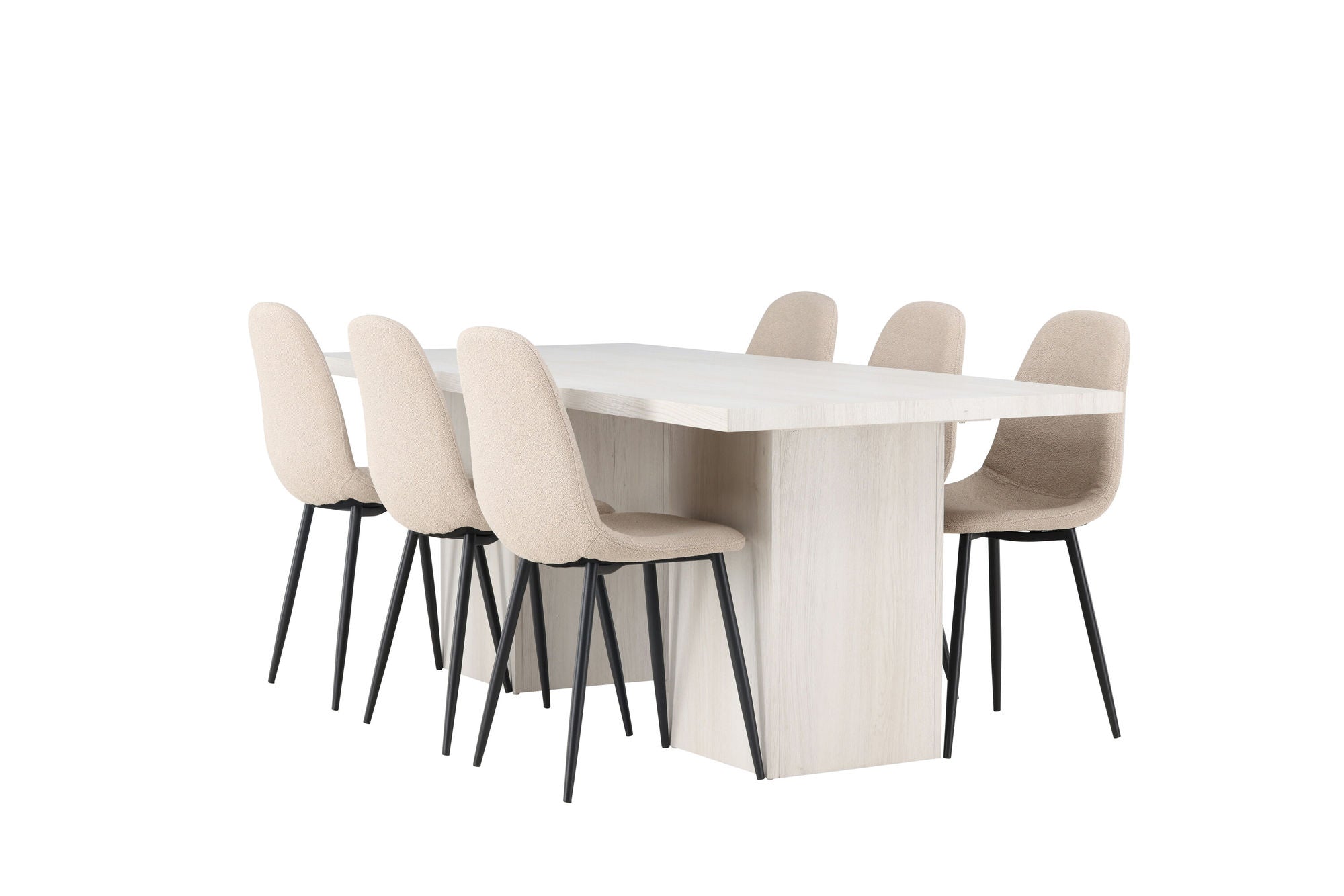 Venture Home Olga spisebord 200*75 - White Wash +Polar Spisebordsstol - Black / Beige Boucle _6