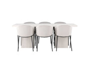 Venture Home Olga spisebord 200*75 - White Wash +Evelina Spisebordsstol - Black / Light grey Velvet _6