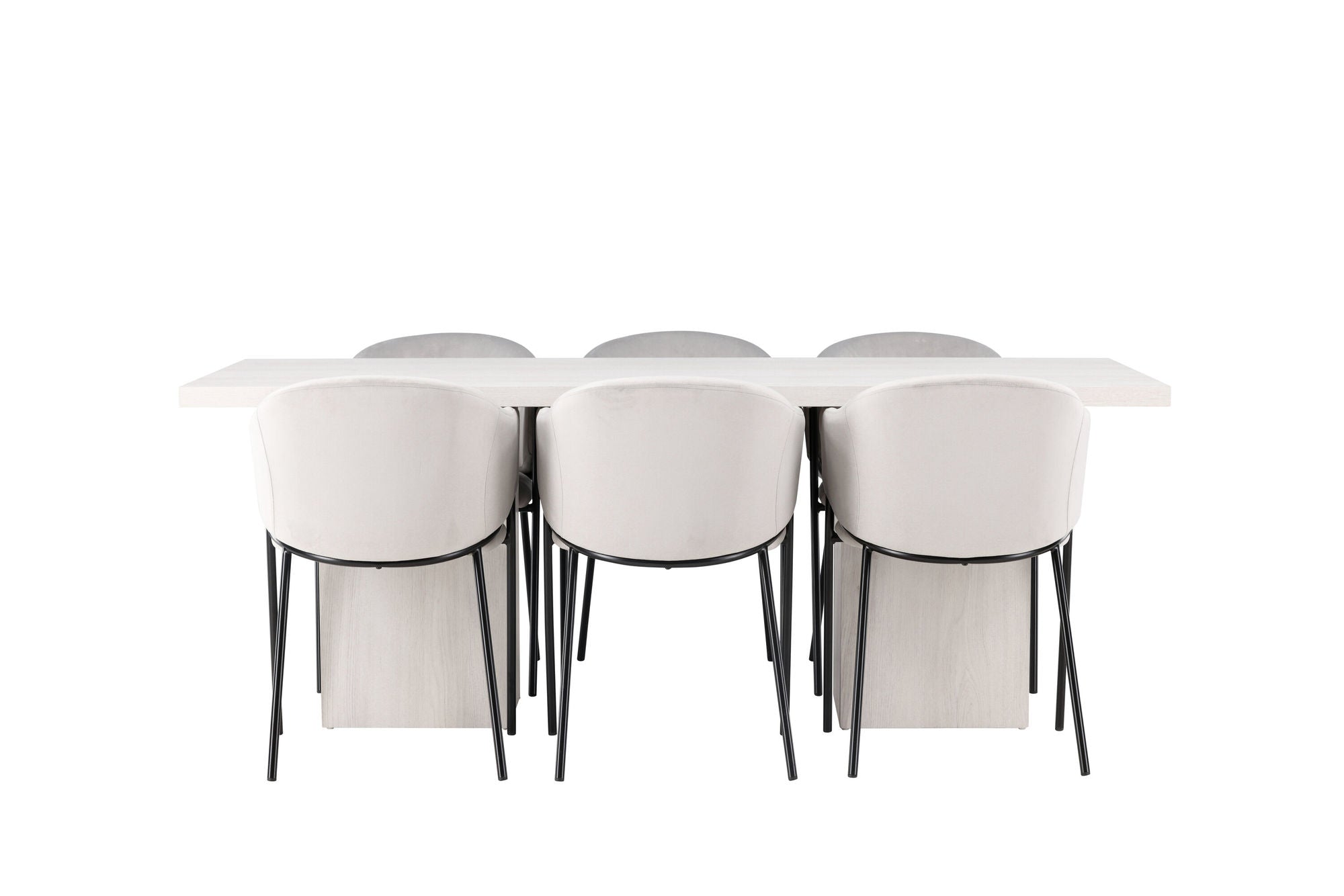 Venture Home Olga spisebord 200*75 - White Wash +Evelina Spisebordsstol - Black / Light grey Velvet _6