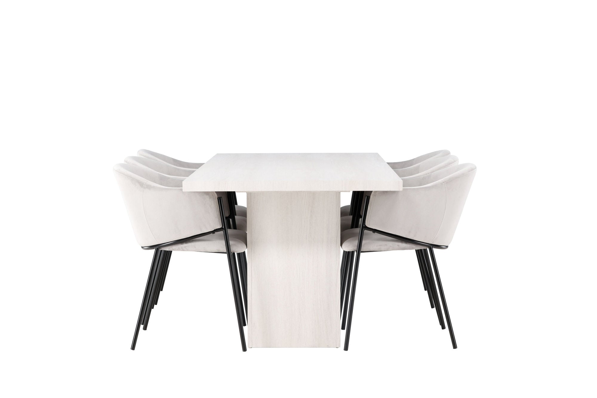 Venture Home Olga spisebord 200*75 - White Wash +Evelina Spisebordsstol - Black / Light grey Velvet _6