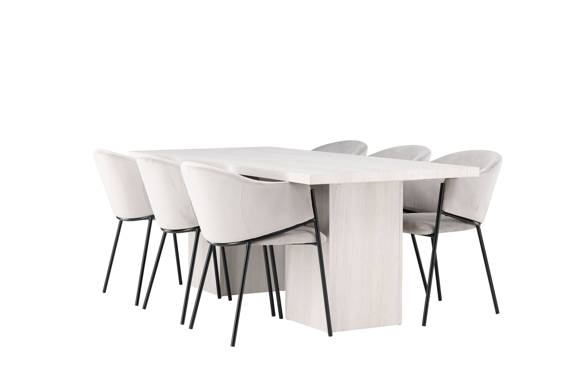Venture Home Olga spisebord 200*75 - White Wash +Evelina Spisebordsstol - Black / Light grey Velvet _6