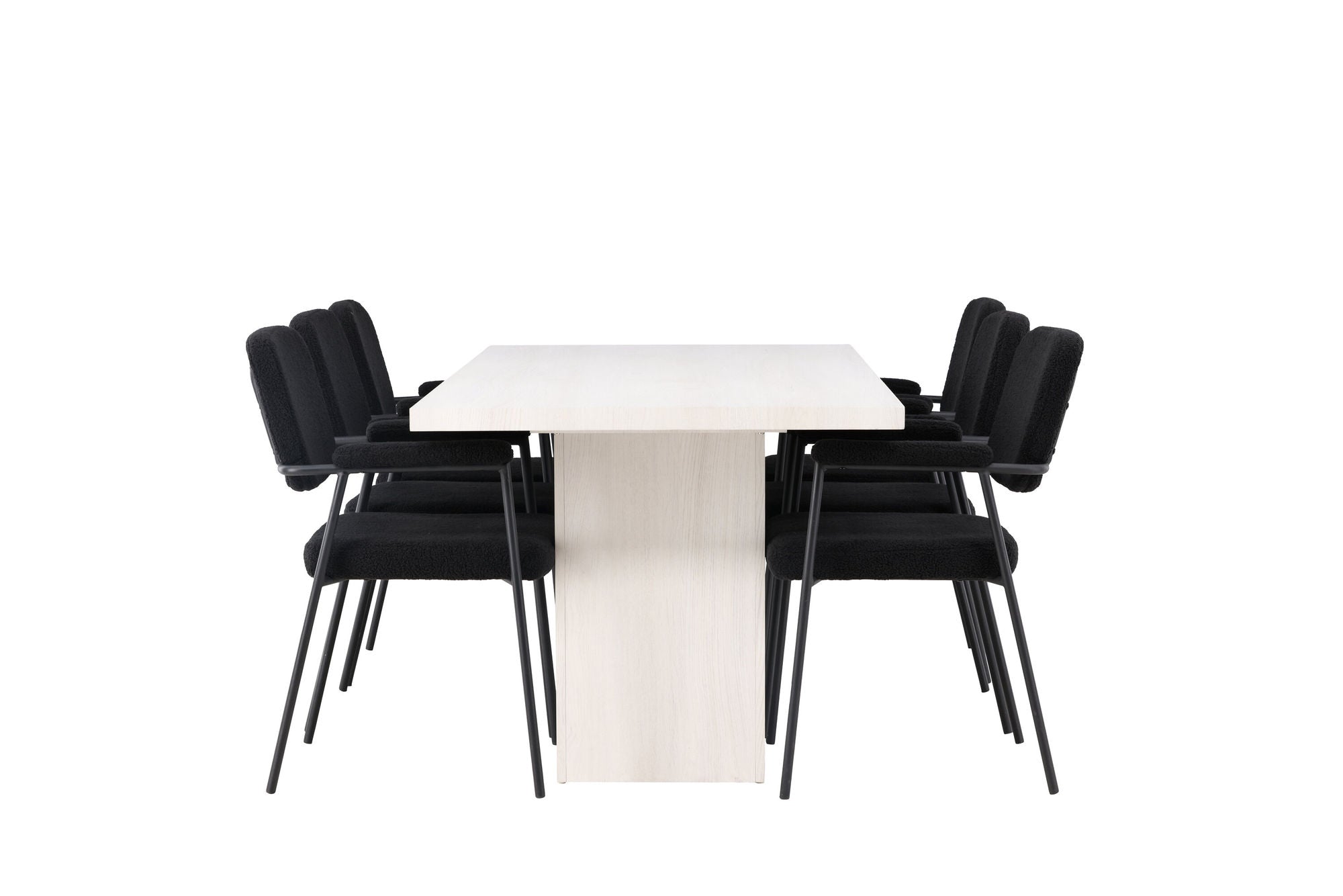 Venture Home Olga spisebord 200*75 - White Wash +Yesterday Spisebordsstol - Black / Black Boucle _6