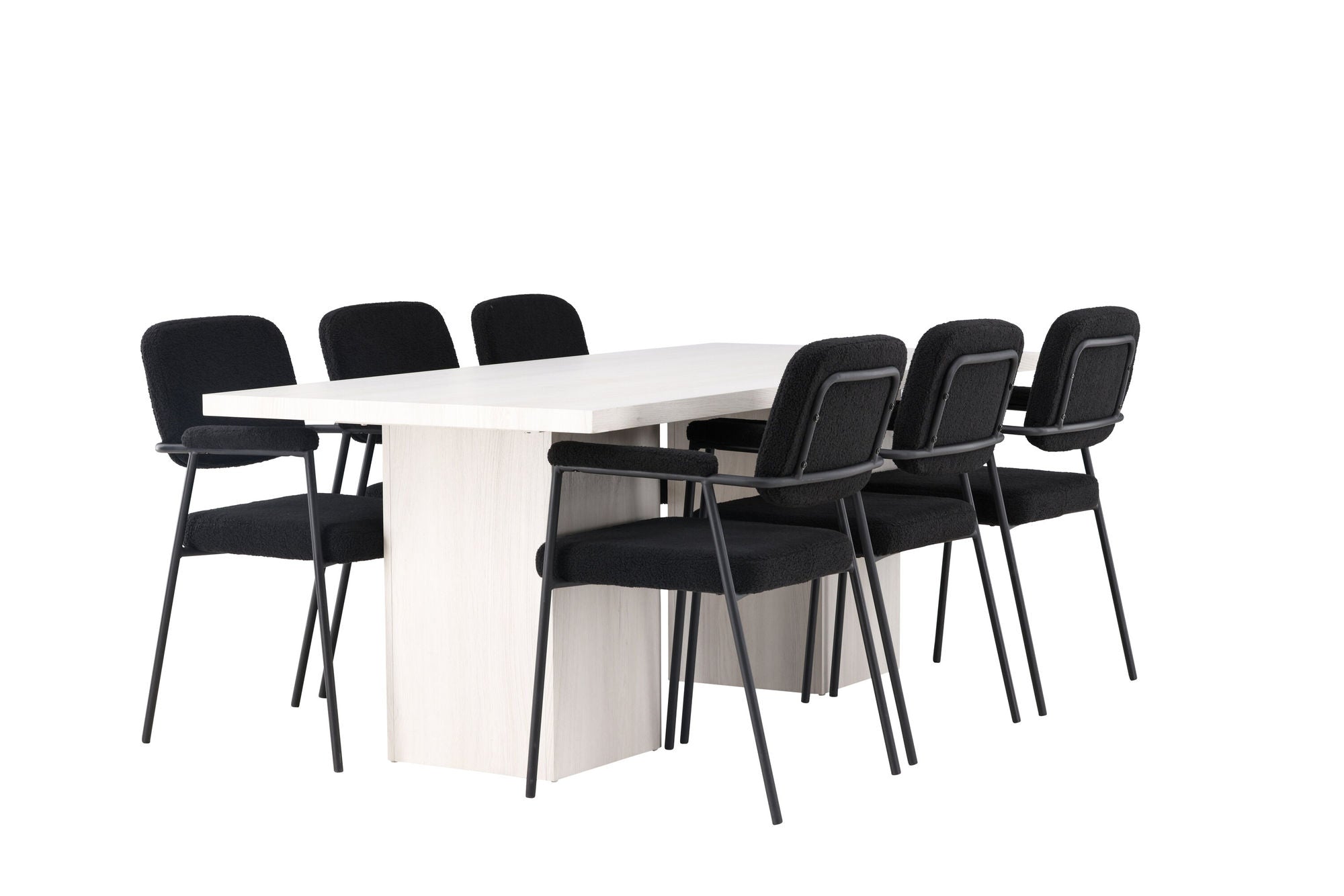 Venture Home Olga spisebord 200*75 - White Wash +Yesterday Spisebordsstol - Black / Black Boucle _6