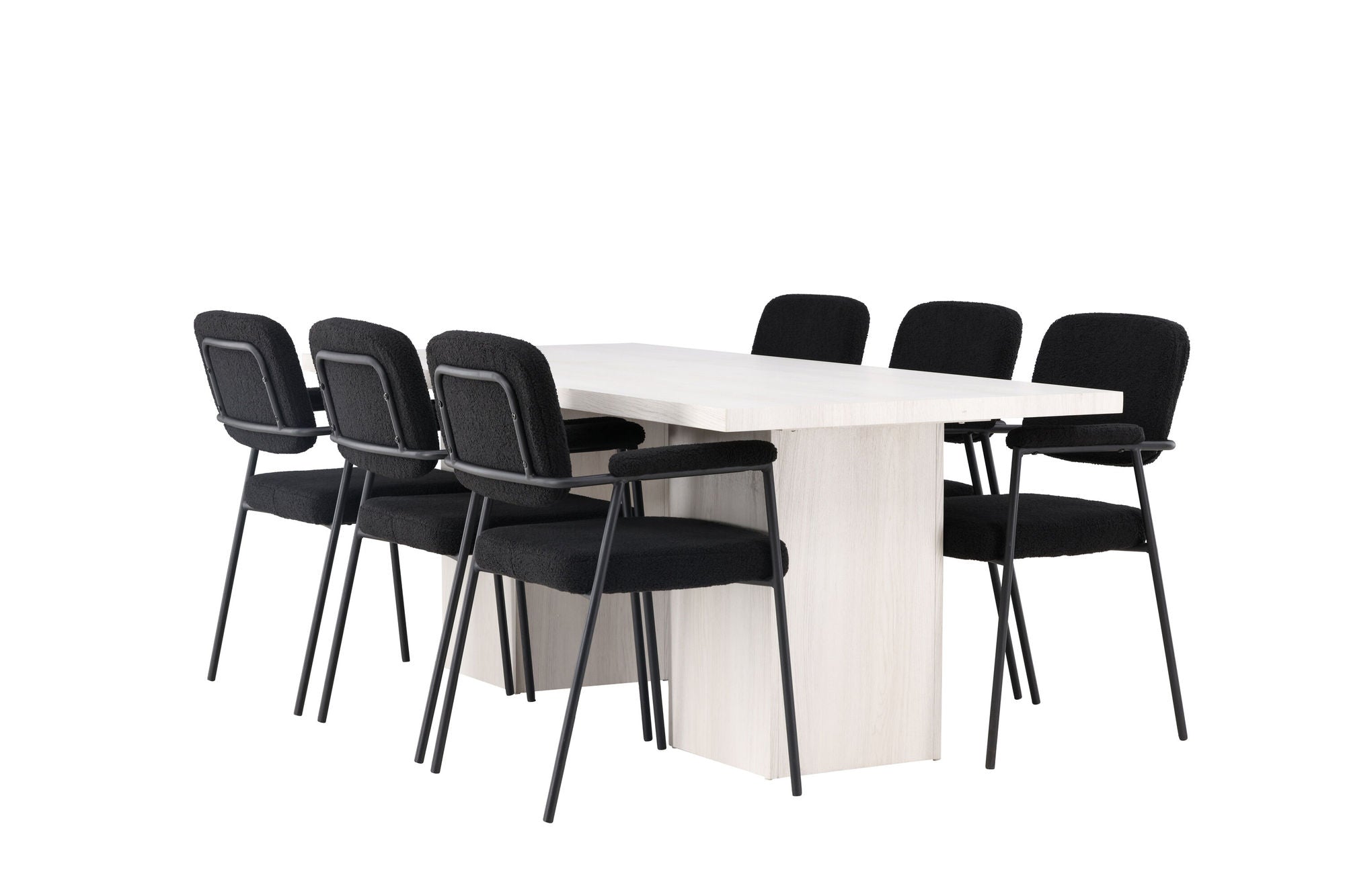 Venture Home Olga spisebord 200*75 - White Wash +Yesterday Spisebordsstol - Black / Black Boucle _6