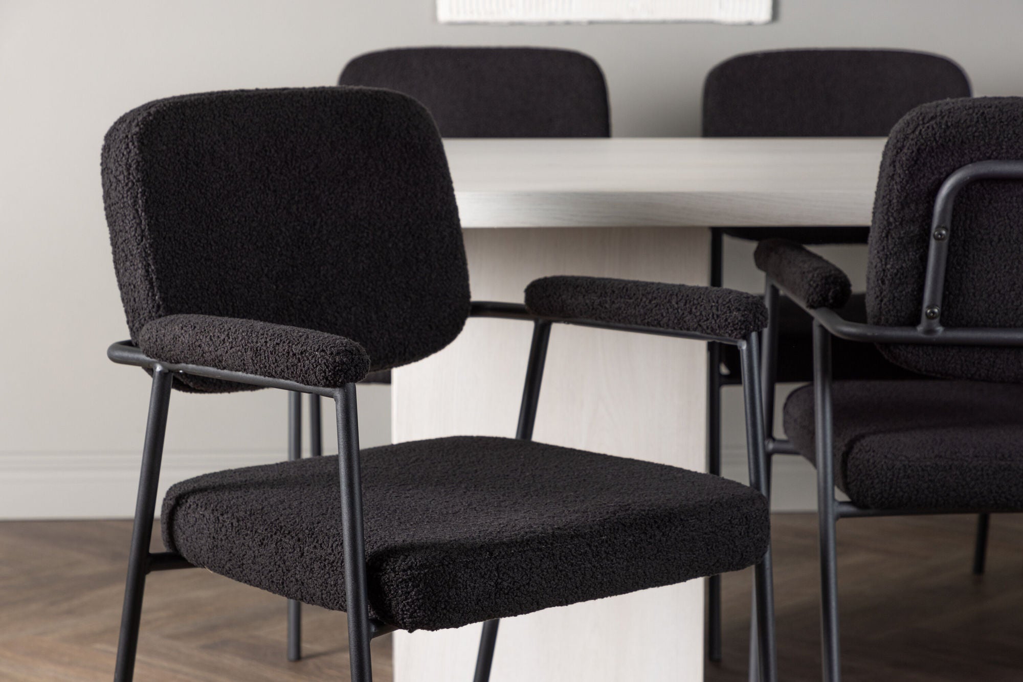 Venture Home Olga spisebord 200*75 - White Wash +Yesterday Spisebordsstol - Black / Black Boucle _6