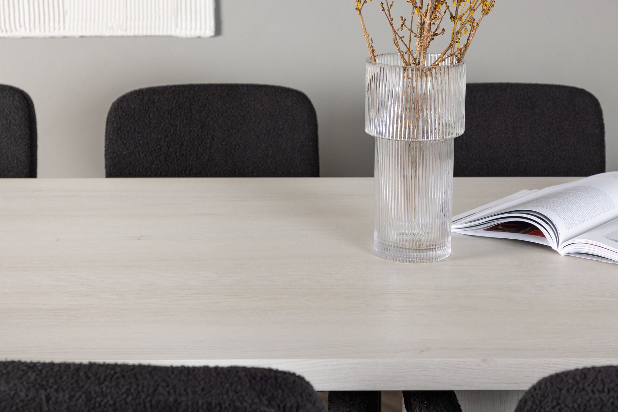 Venture Home Olga spisebord 200*75 - White Wash +Yesterday Spisebordsstol - Black / Black Boucle _6