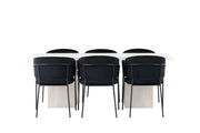 Venture Home Olga spisebord 200*75 - White Wash +Selma Spisebordsstol - Black / Black Velvet _6